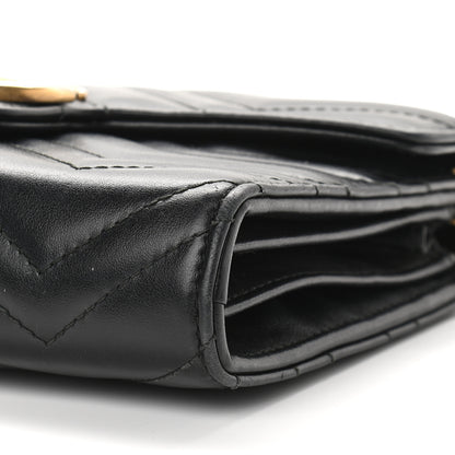 Gucci Calfskin Matelasse GG Marmont Chain Wallet Black 9 of 11