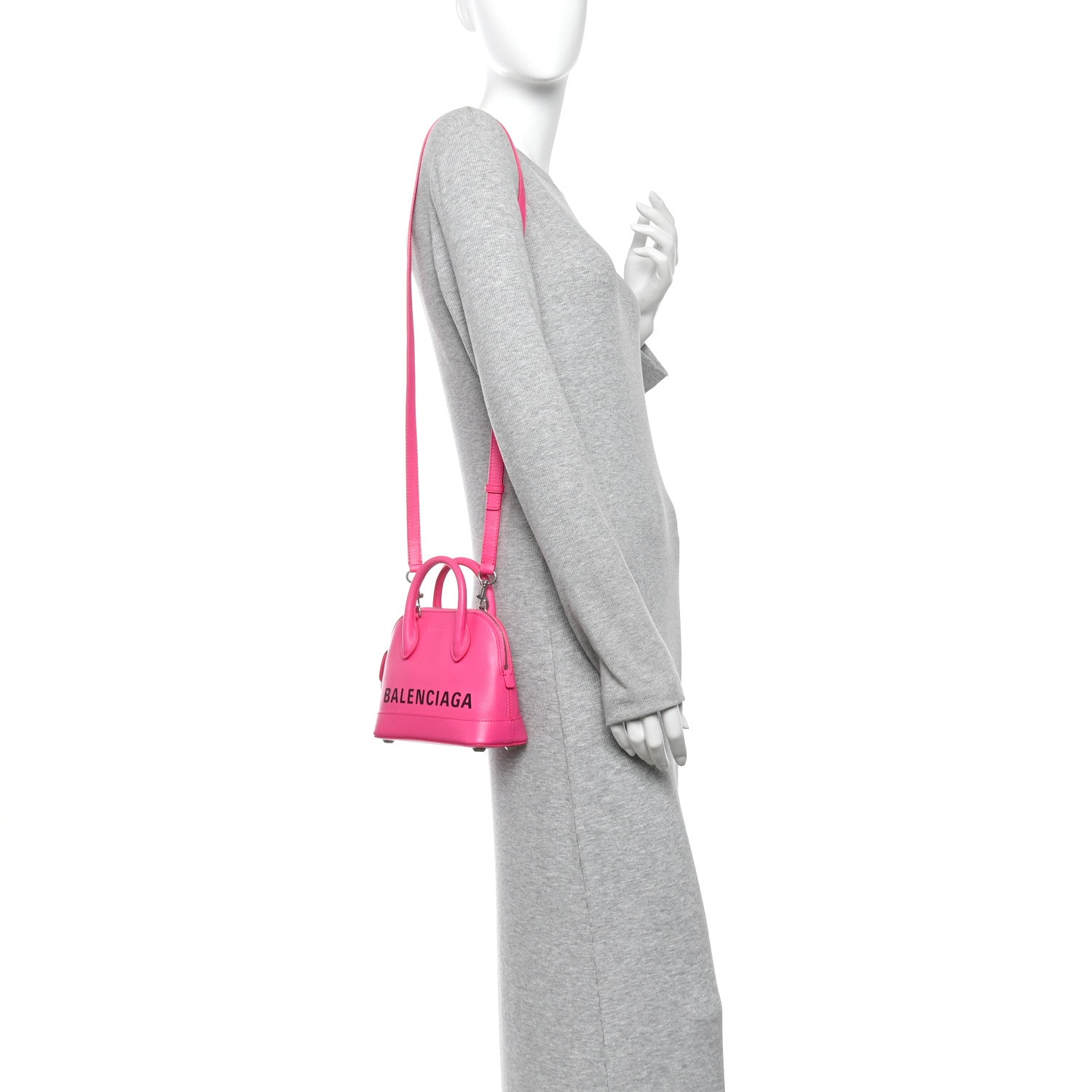 Balenciaga Signature Grained Calfskin Logo XXS Ville Top Handle Bag Fuchsia 2 of 10