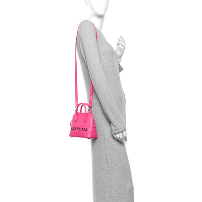 Balenciaga Signature Grained Calfskin Logo XXS Ville Top Handle Bag Fuchsia 2 of 10