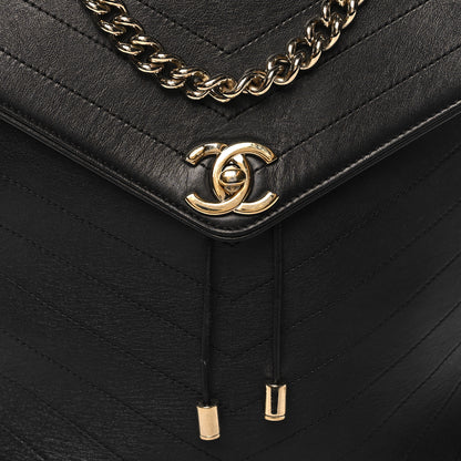 Chanel Grained Calfskin Chevron Stitched Backpack Black 8 of 12
