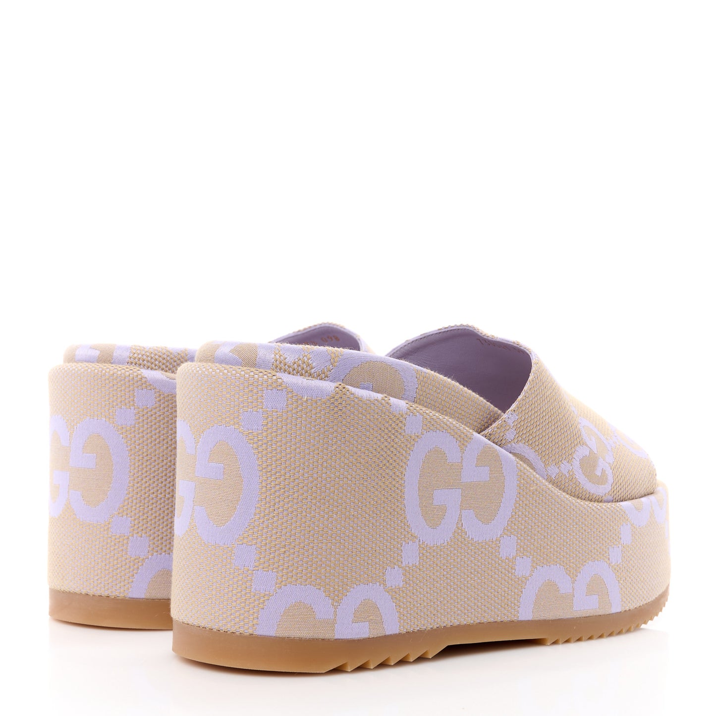Monogram Jumbo GG Platform Slide Wedge Sandals 39.5 Beige Lapis