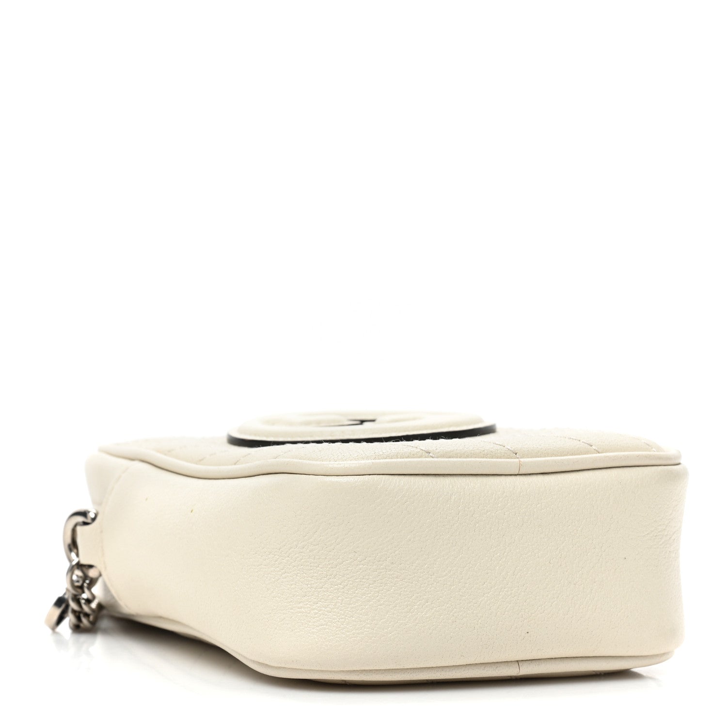 Gucci Sakai Be Green Calfskin Diagonal Stitched Mini Blondie Vertical Shoulder Bag Mystic White 4 of 13