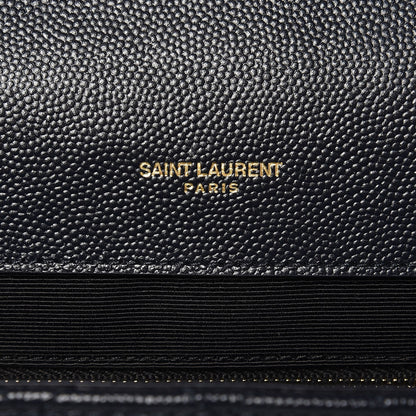 Saint Laurent Grain De Poudre Mixed Matelasse Large Triquilt Monogram Satchel Deep Marine 7 of 8