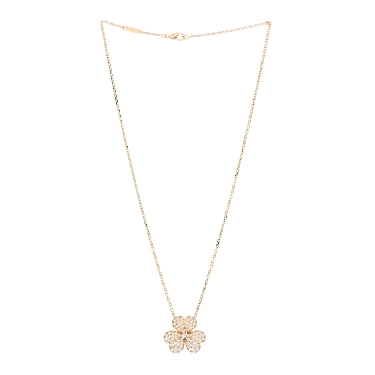 Van Cleef & Arpels 18K Yellow Gold Diamond Large Frivole Pendant Pave Necklace 3 of 4