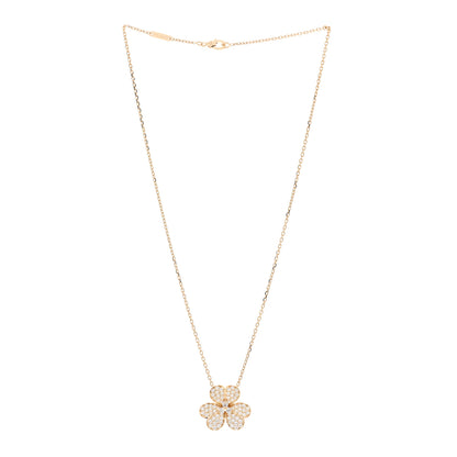 Van Cleef & Arpels 18K Yellow Gold Diamond Large Frivole Pendant Pave Necklace 3 of 4