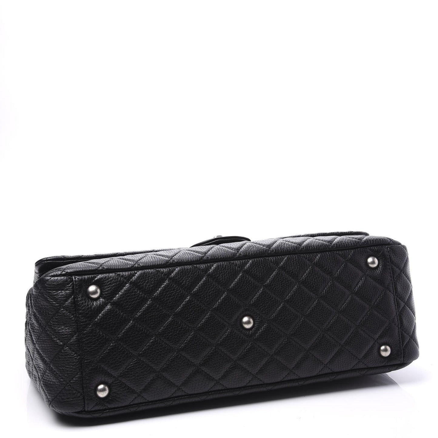 Calfskin Quilted XXL Travel Flap Bag Black