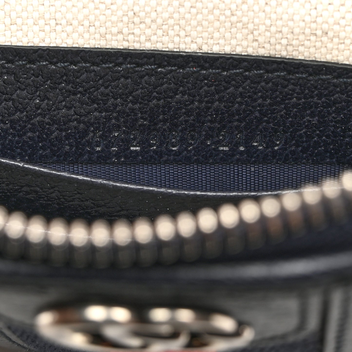 GG Supreme Monogram Textured Dollar Calfskin Web Ophidia Wristlet Pouch Beige Blue