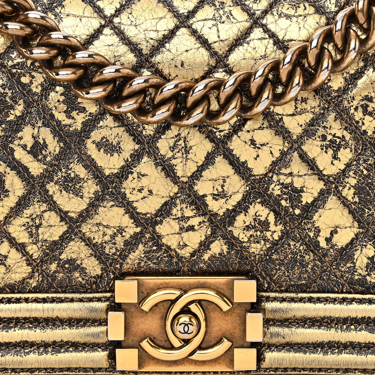 Chanel Cracked Metallic Calfskin Quilted Medium Boy Flap Gold 8 of 10