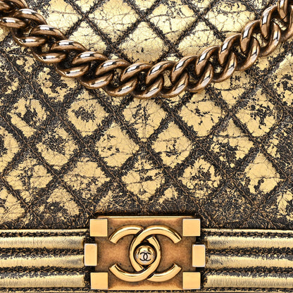 Chanel Cracked Metallic Calfskin Quilted Medium Boy Flap Gold 8 of 10