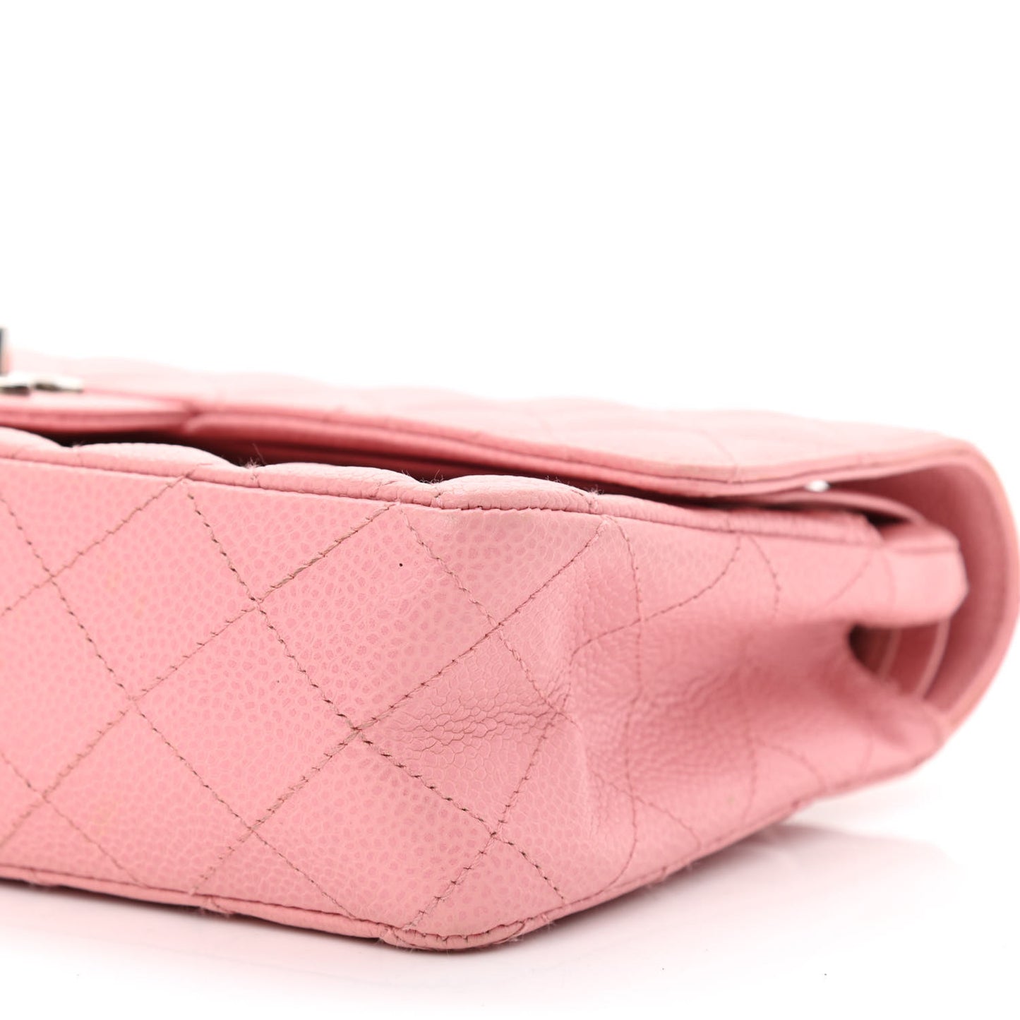 Caviar Quilted Medium Double Flap Pink