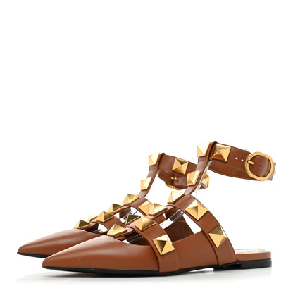Valentino Garavani Calfskin Roman Stud Ankle Strap Flat Mules 37.5 Selleria 3 of 12