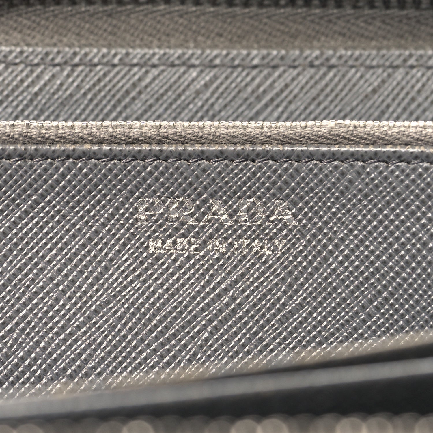Prada Saffiano Metal Zip Around Wallet Grey 6 of 6