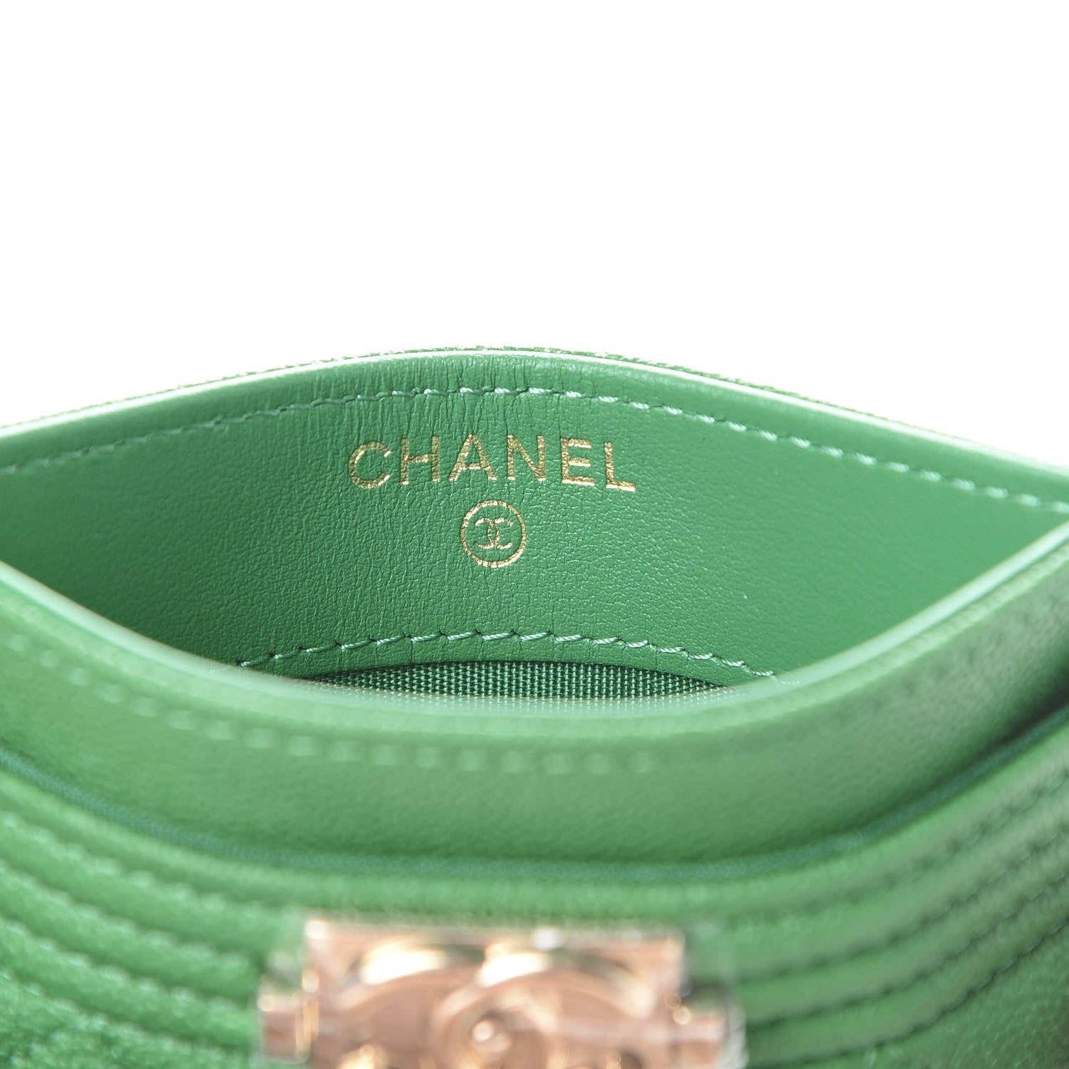 Chanel Caviar Quilted Boy Card Holder Green 5 of 8