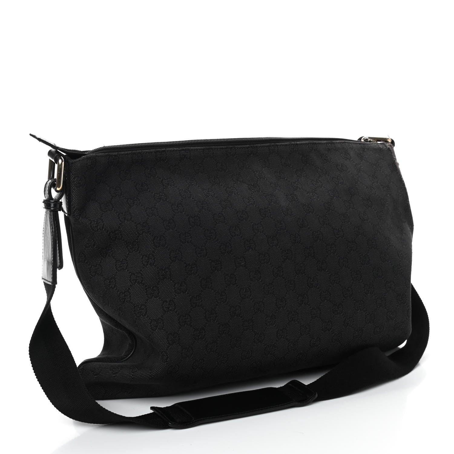 Gucci Denim Monogram Flat Messenger Bag Black 3 of 11