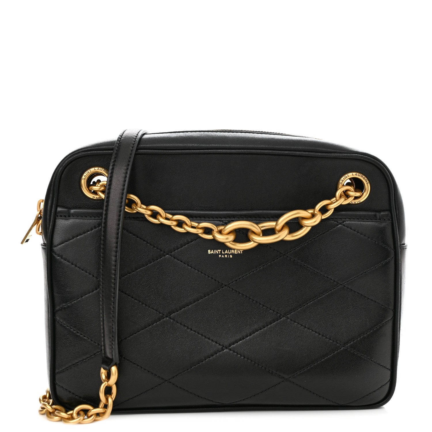 Saint Laurent Lambskin Quilted Le Maillon Chain Strap Crossbody Black 1 of 10