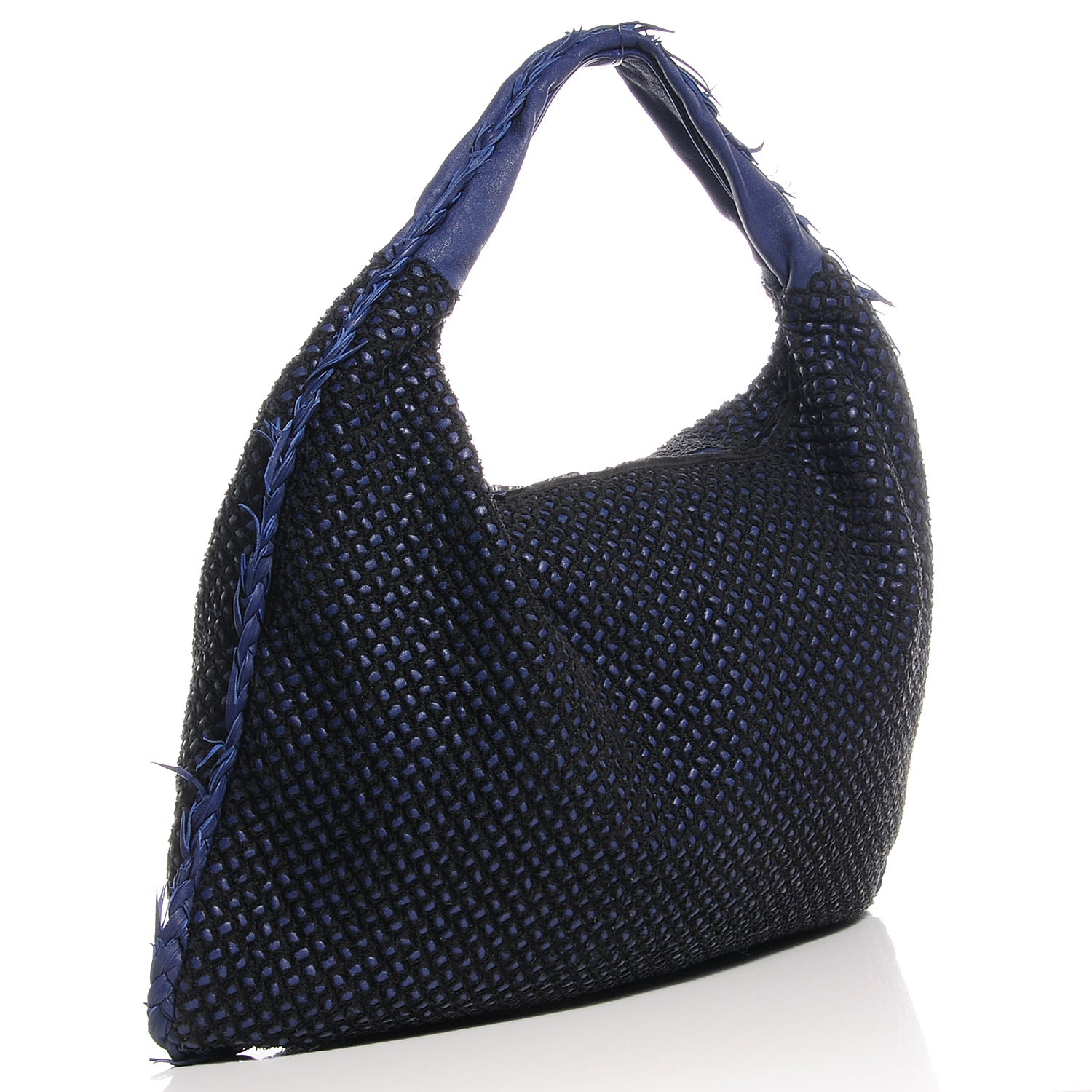 Bottega Veneta Nappa Silk Mini Ponza Devore Fuzzy Maxi Hobo Indigo 3 of 9