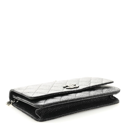 Chanel Glitter Calfskin Quilted Wallet on Chain WOC Black 4 of 12
