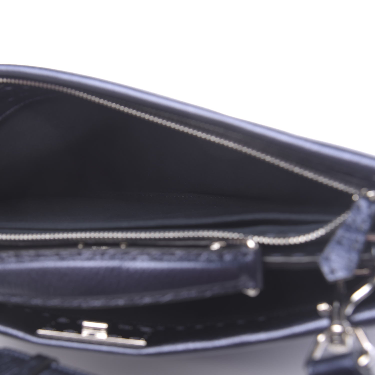 Fendi Cuoio Romano Lux Selleria Monster Eyes Embossed Large Peekaboo Iconic Fit Satchel Blue Notte 7 of 11