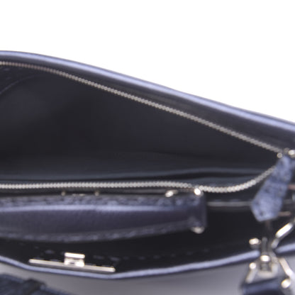 Fendi Cuoio Romano Lux Selleria Monster Eyes Embossed Large Peekaboo Iconic Fit Satchel Blue Notte 7 of 11