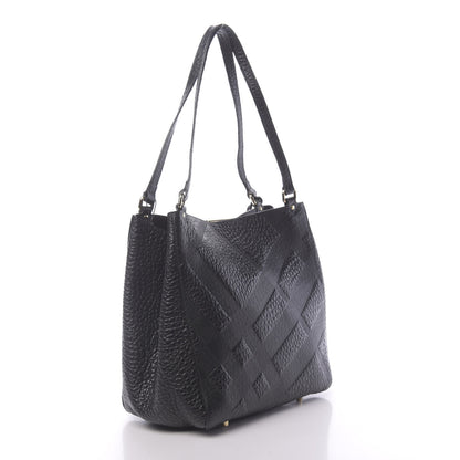 Burberry Signature Grain Calfskin Check Embossed Small Canterbury Tote Black 3 of 11