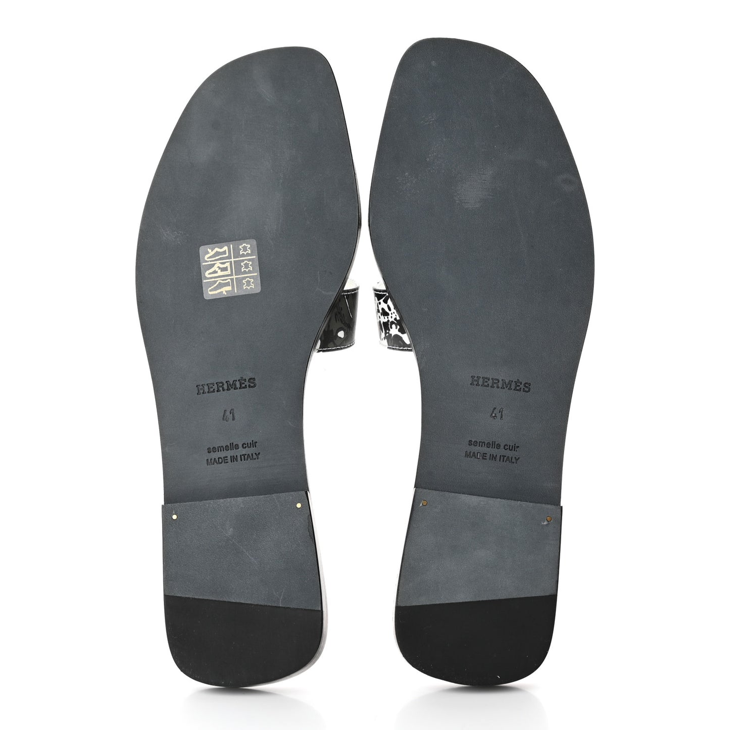 Calfskin Peinture Fraiche Oran Sandals 41 White Black