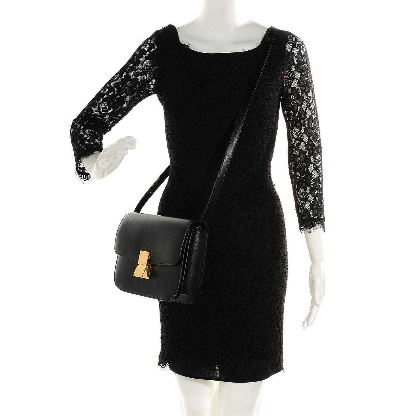 Box Calfskin Medium Classic Box Flap Bag Black