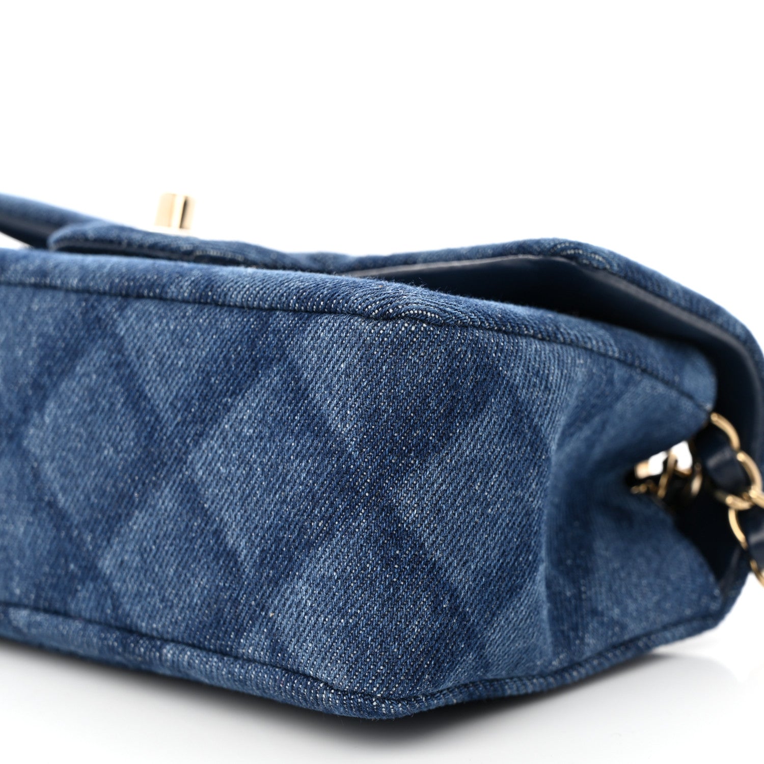 Chanel Printed Denim Quilted Mini Rectangular Flap Dark Blue 10 of 12