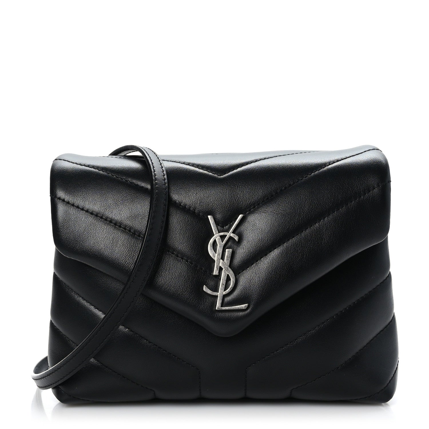 Saint Laurent Calfskin Y Quilted Monogram Toy Loulou Crossbody Bag Black 1 of 9
