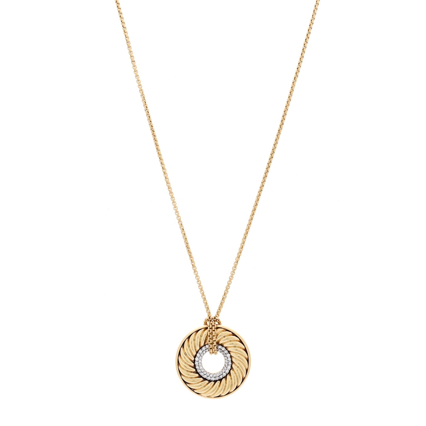 18K Yellow Gold Diamond 30mm Thoroughbred Pendant Necklace