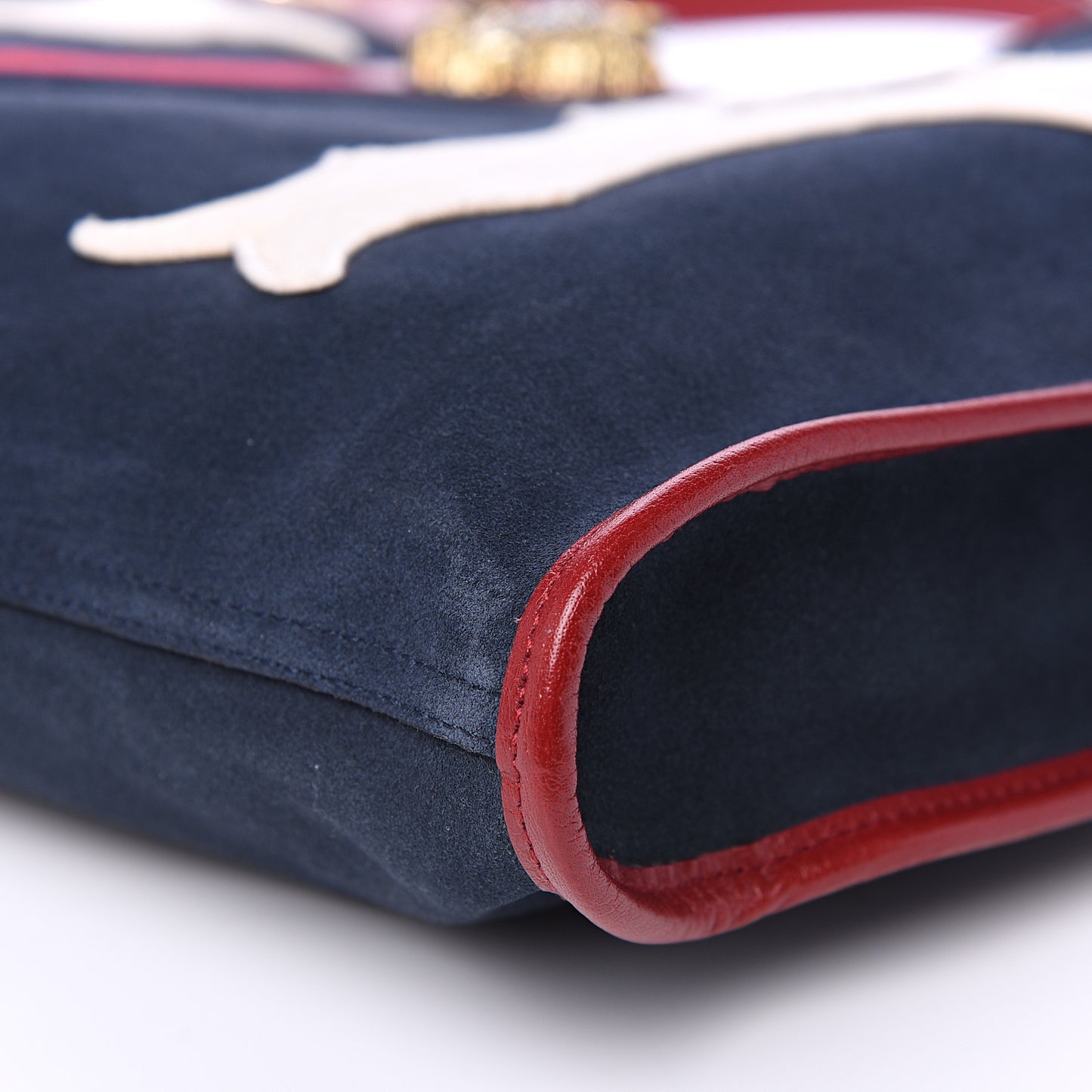 X MLB Suede Calfskin NY Yankees Large Rajah Chain Tote New Blue Romantic Cherry