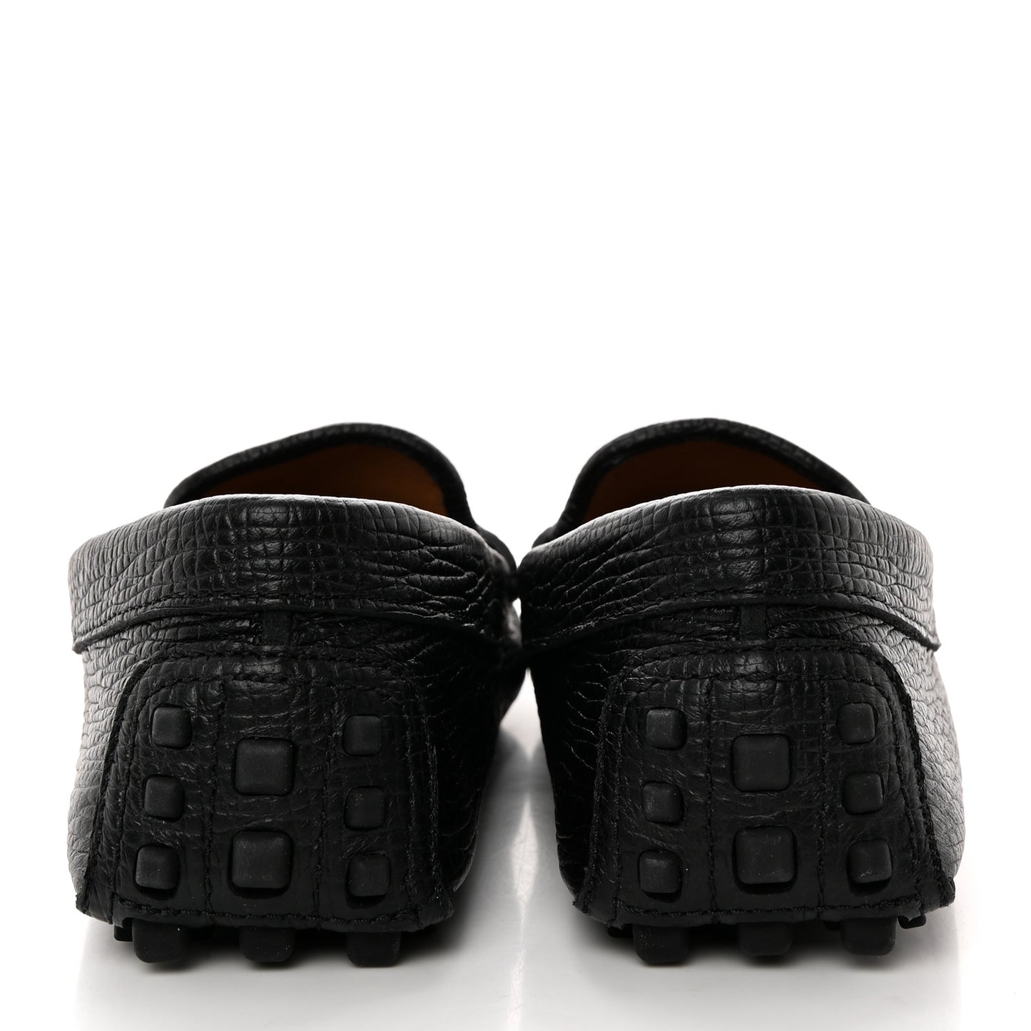 Textured Calfskin Womens Horsebit Loafers 36 Black