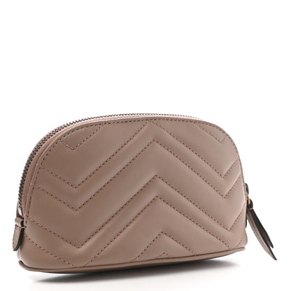 Gucci Calfskin Matelasse GG Marmont Pouch Cosmetic Case Porcelain Rose 3 of 7