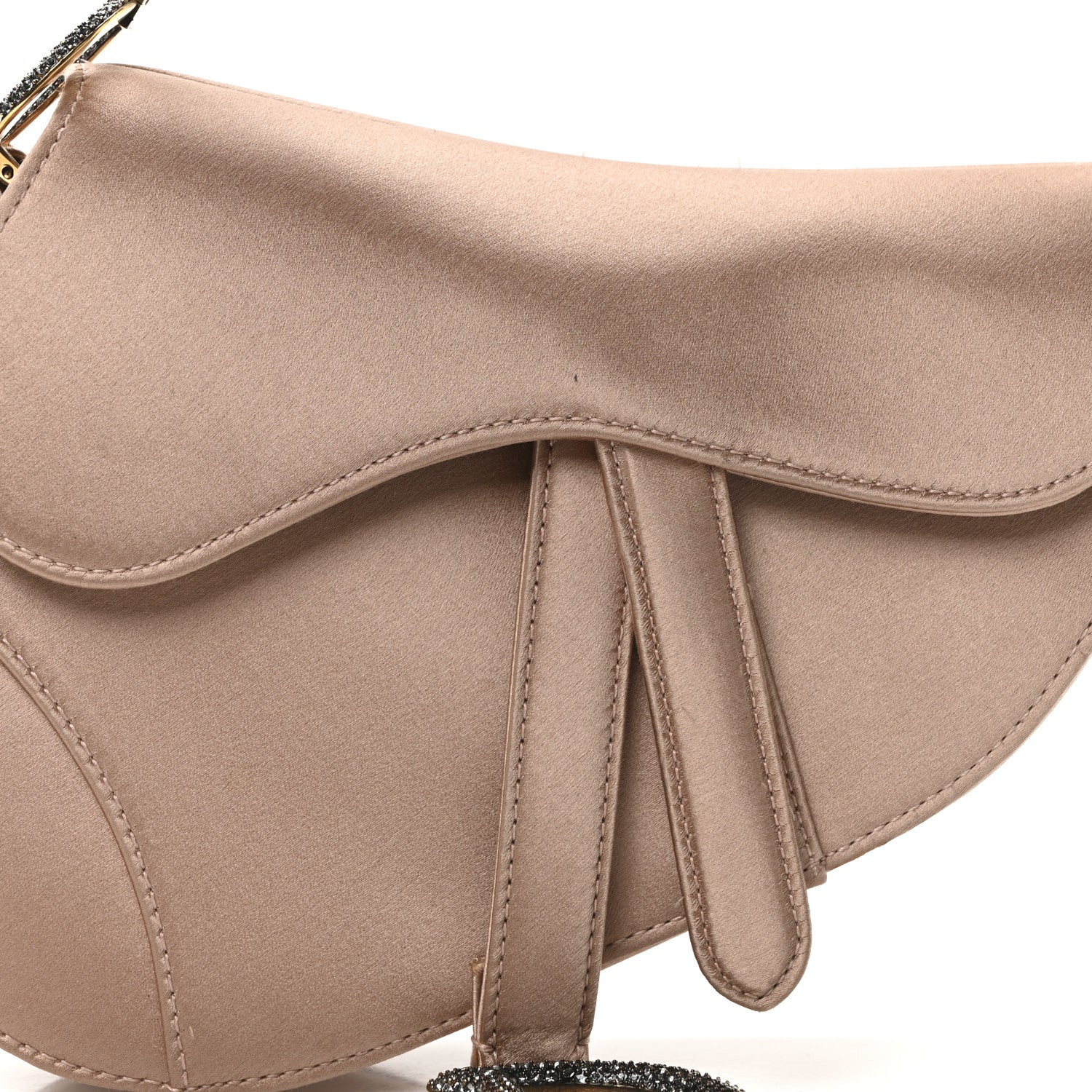 Christian Dior Satin Crystal Mini Saddle Bag Powder Beige 13 of 17