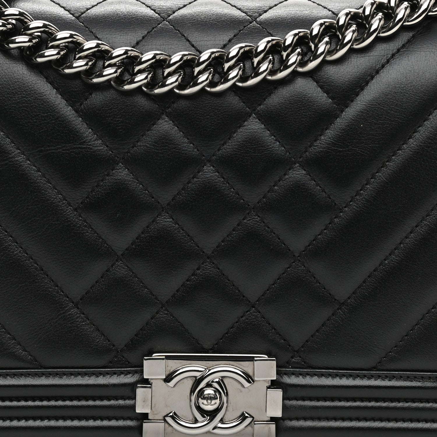 Chanel Calfskin Chevron Quilted Medium Boy Flap Black 6 of 12