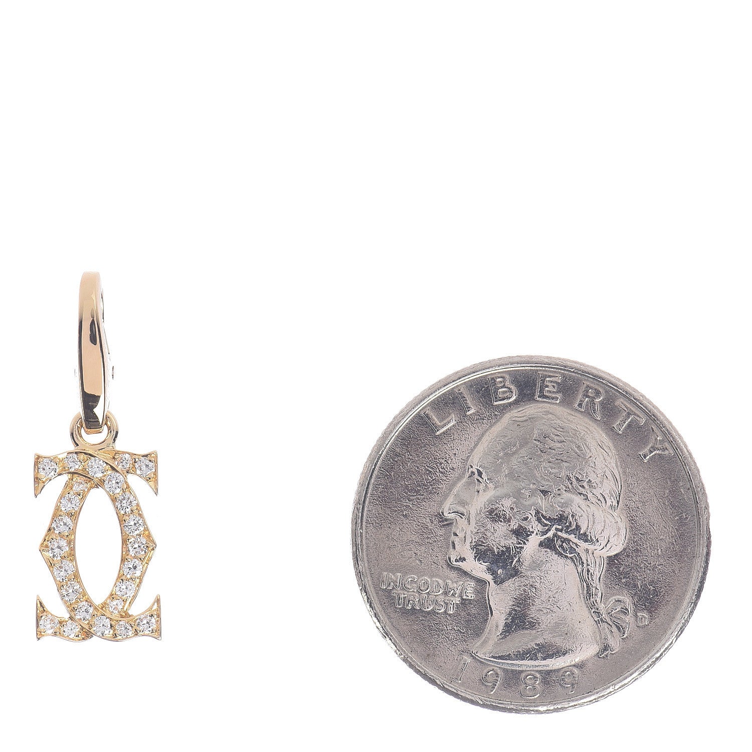 Cartier 18K Yellow Gold Diamond Logo Charm 2 of 5