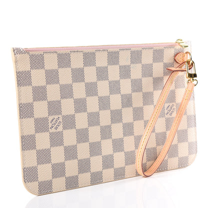 Louis Vuitton Damier Azur Neverfull MM GM Pochette Rose Ballerine 2 of 9