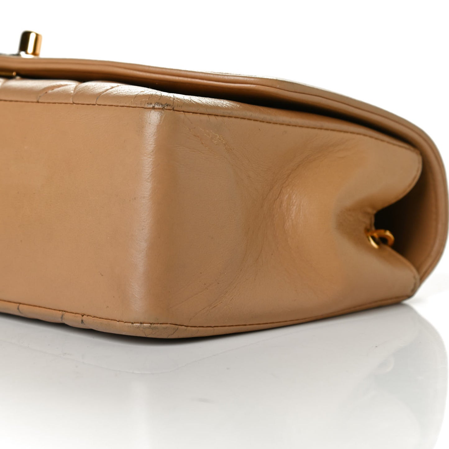 Lambskin Quilted Small Single Flap Beige