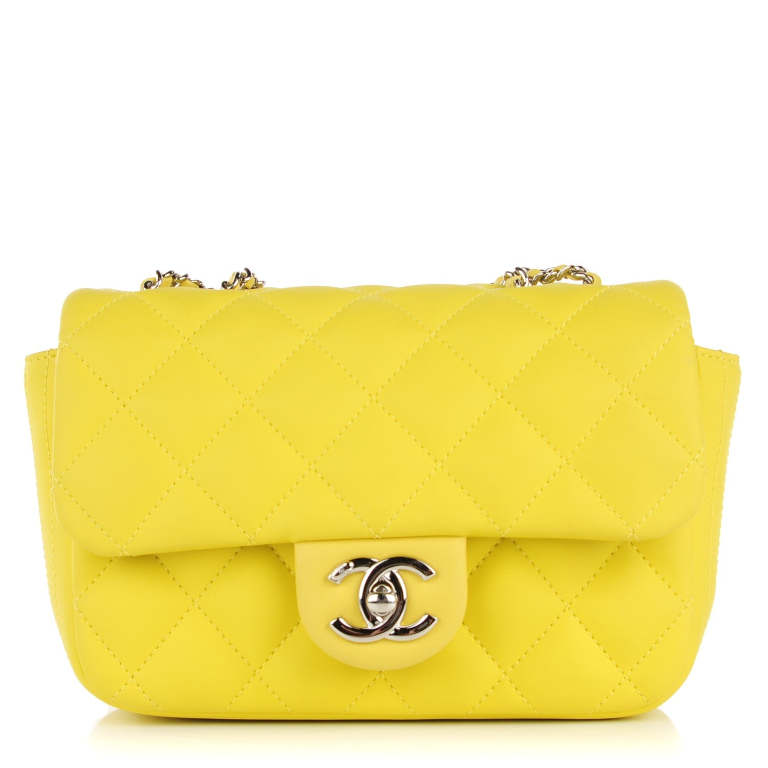 Chanel Rubber Quilted Lambskin Mini Coco Rain Flap Yellow 1 of 9