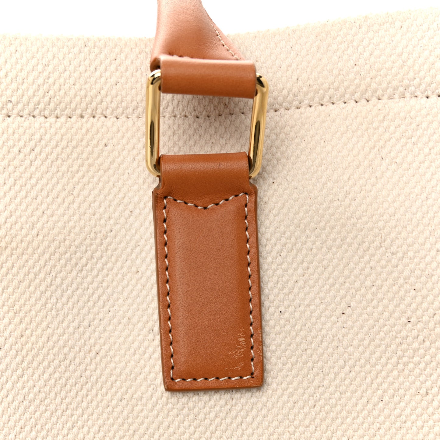Canvas Calfskin Horizontal Cabas Natural Tan