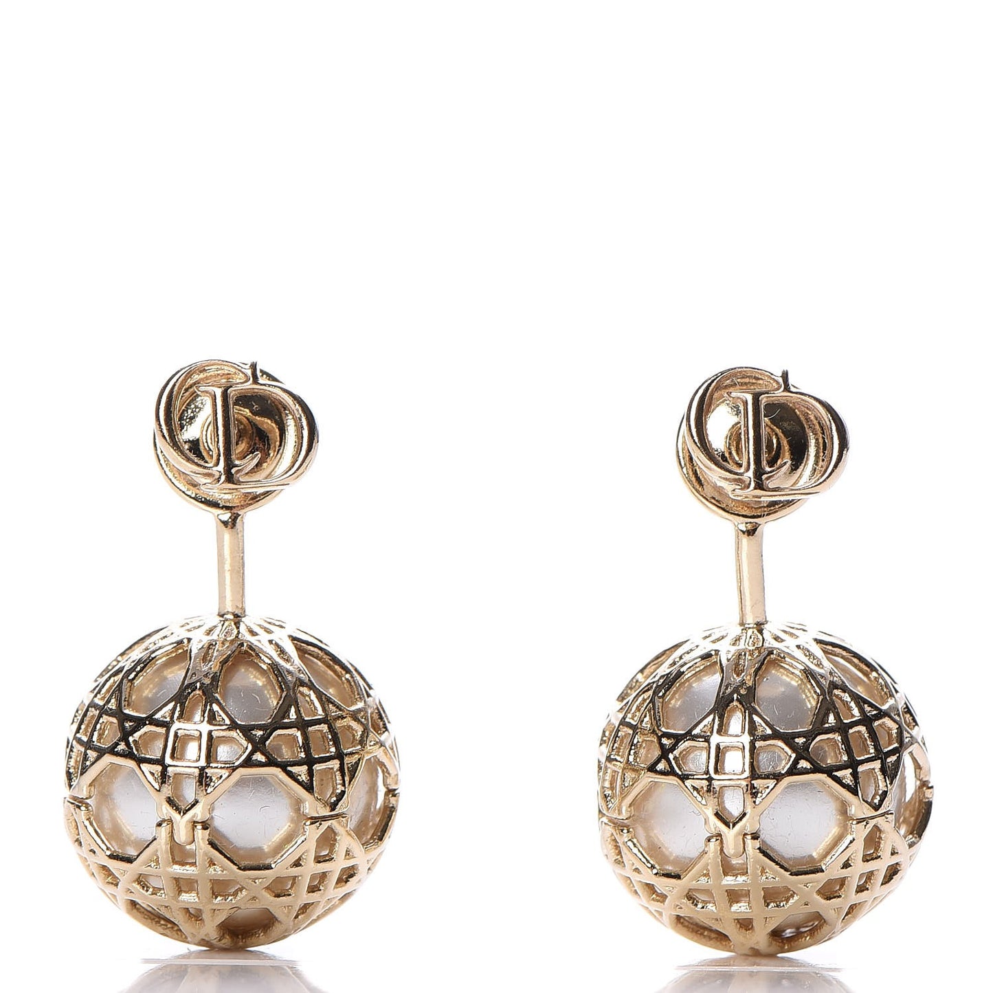 Pearl Secret Cannage Mise En Dior Tribales Earrings Gold