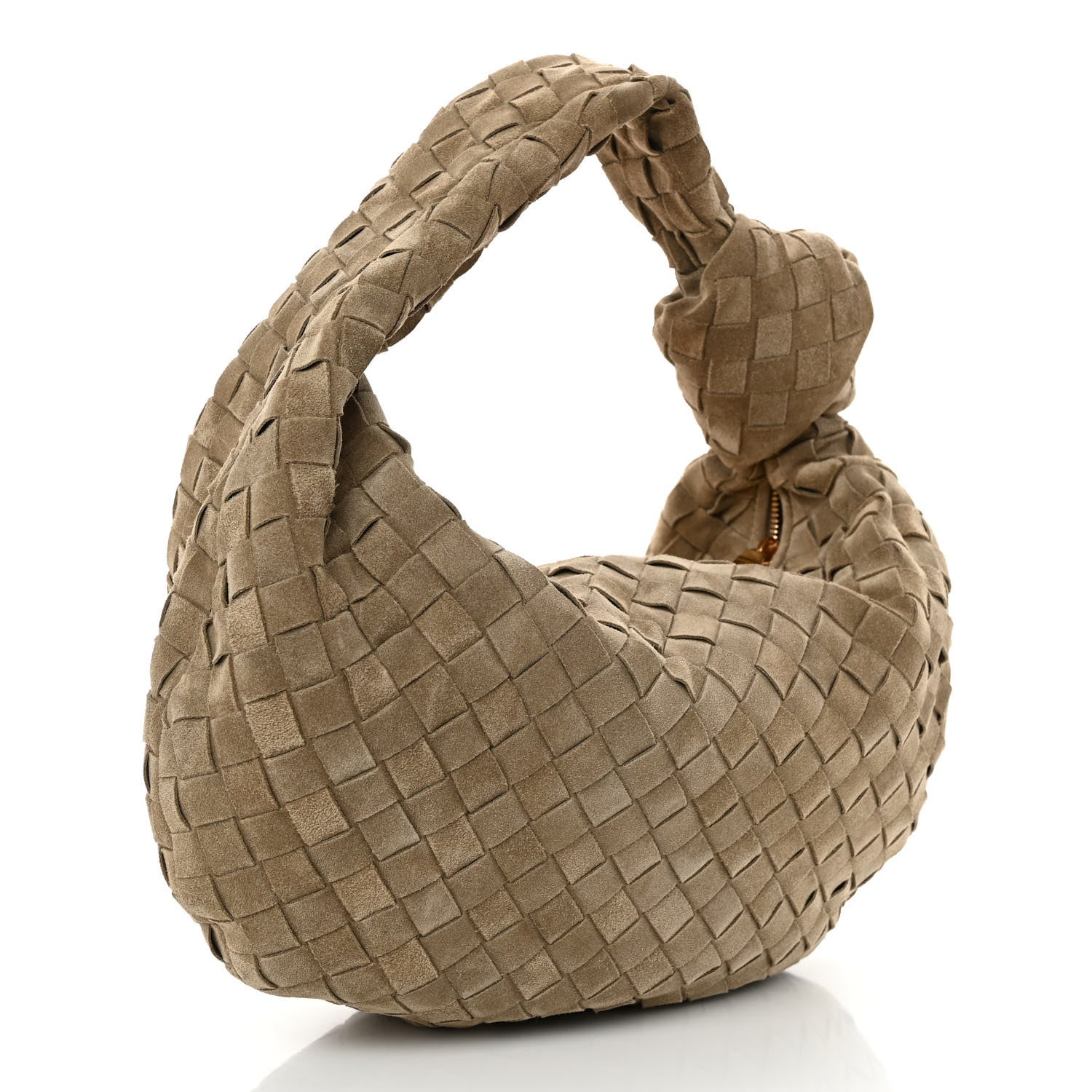 Bottega Veneta Suede Calfskin Intrecciato Teen Jodie Hobo Taupe 3 of 9