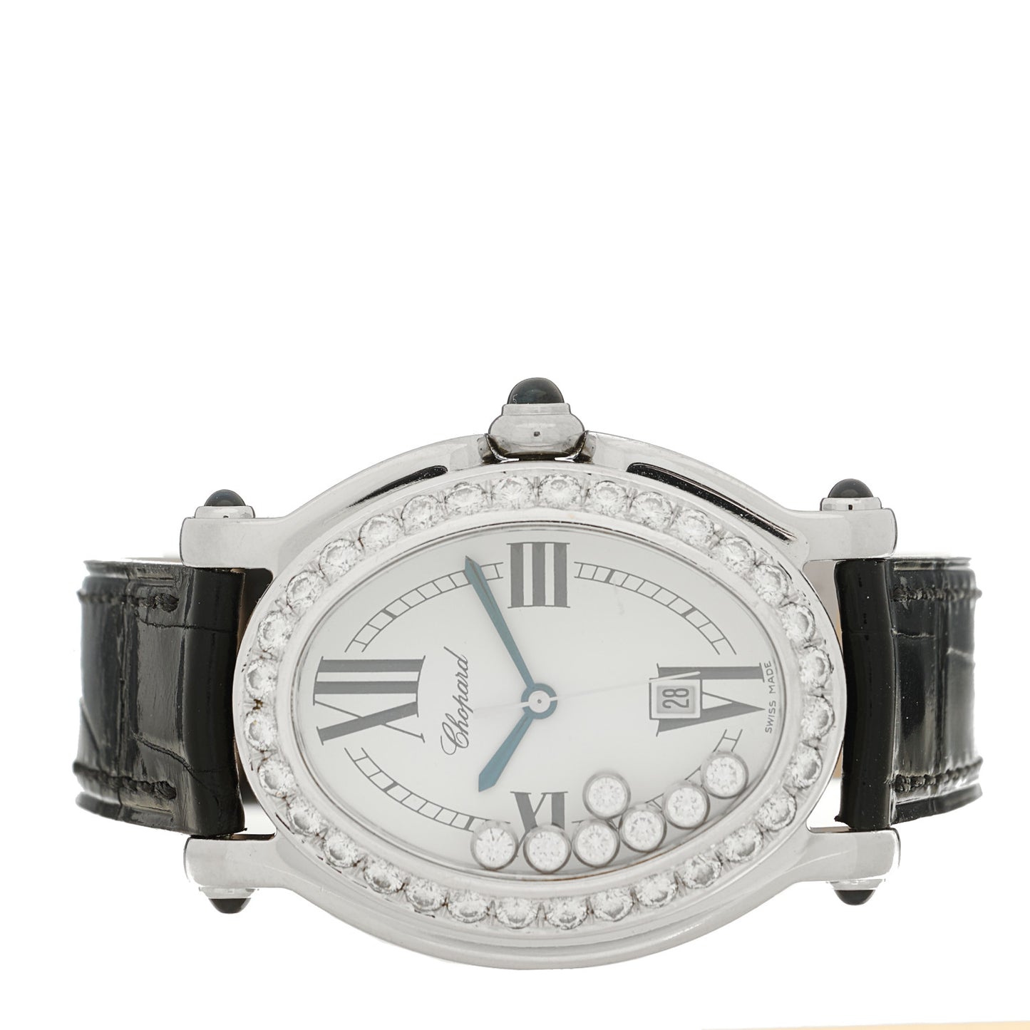 Stainless Steel Alligator Diamond Bezel 31mm Oval Happy Sport Quartz Watch