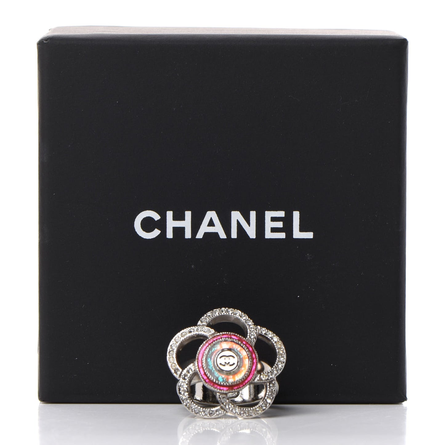 Crystal Camellia Ring 5.25 Silver