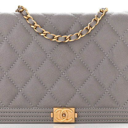 Chanel Caviar Quilted Boy Wallet On Chain WOC Grey 8 of 11