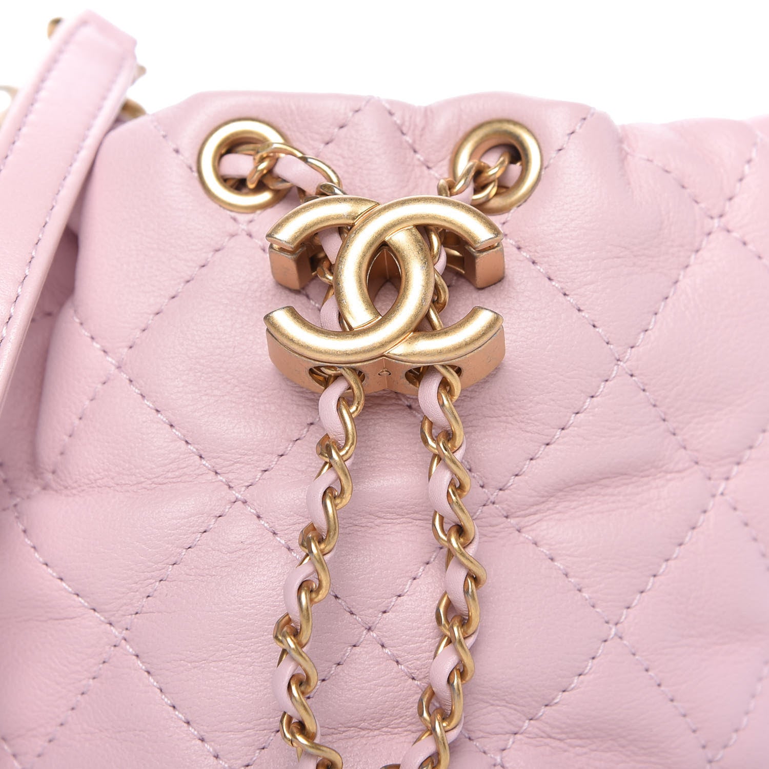 Chanel Calfskin Quilted Pearl Mini About Pearls Drawstring Bucket Light Pink 10 of 11