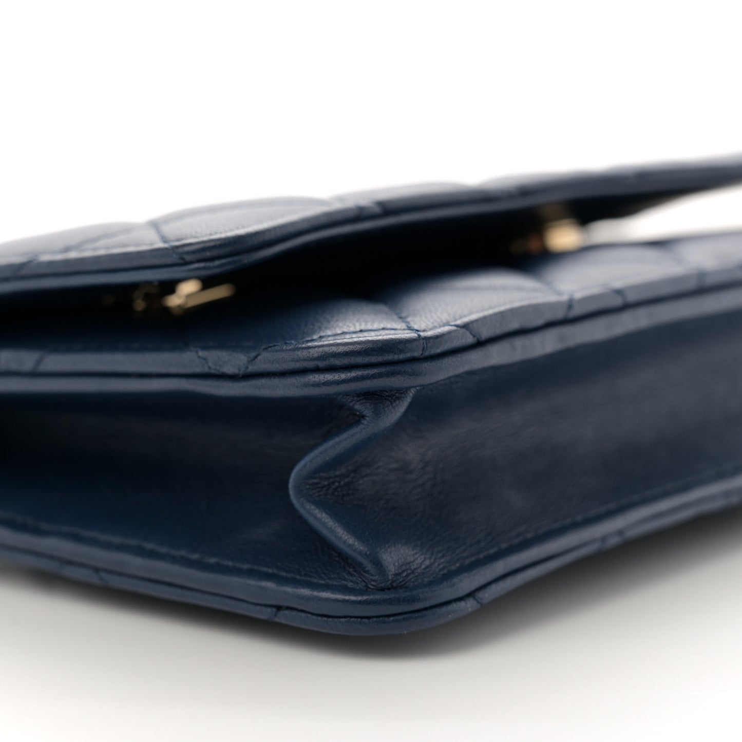 Lambskin Quilted Wallet On Chain WOC Dark Blue