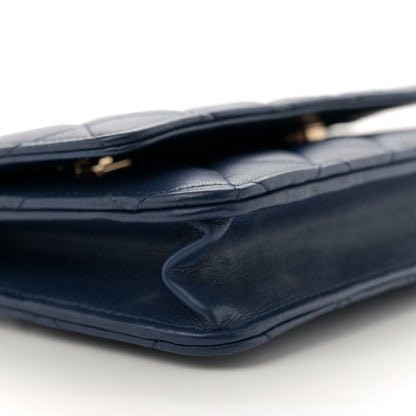 Chanel Lambskin Quilted Wallet On Chain WOC Dark Blue 9 of 10