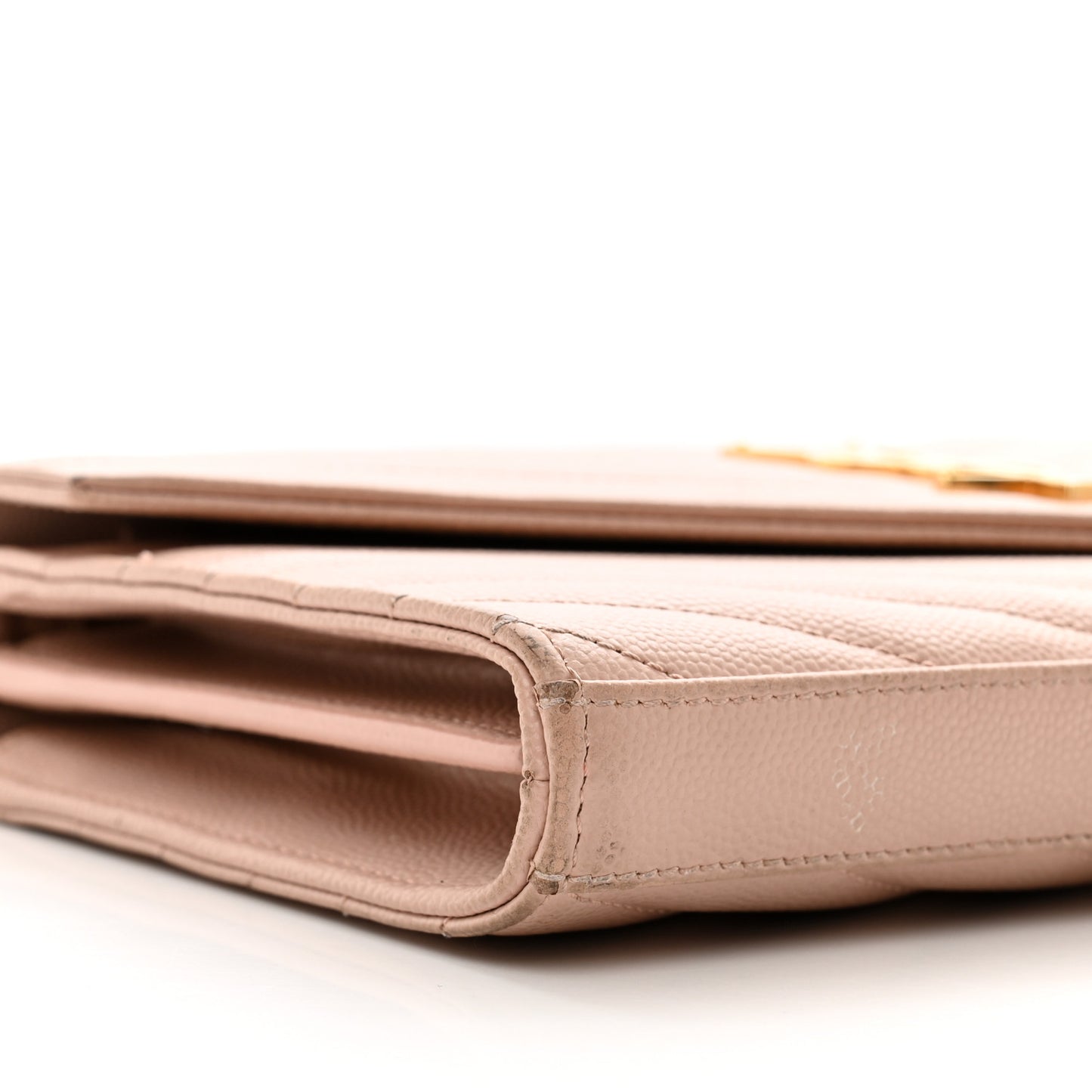 Grain De Poudre Matelasse Chevron Monogram Chain Wallet Pale Blush