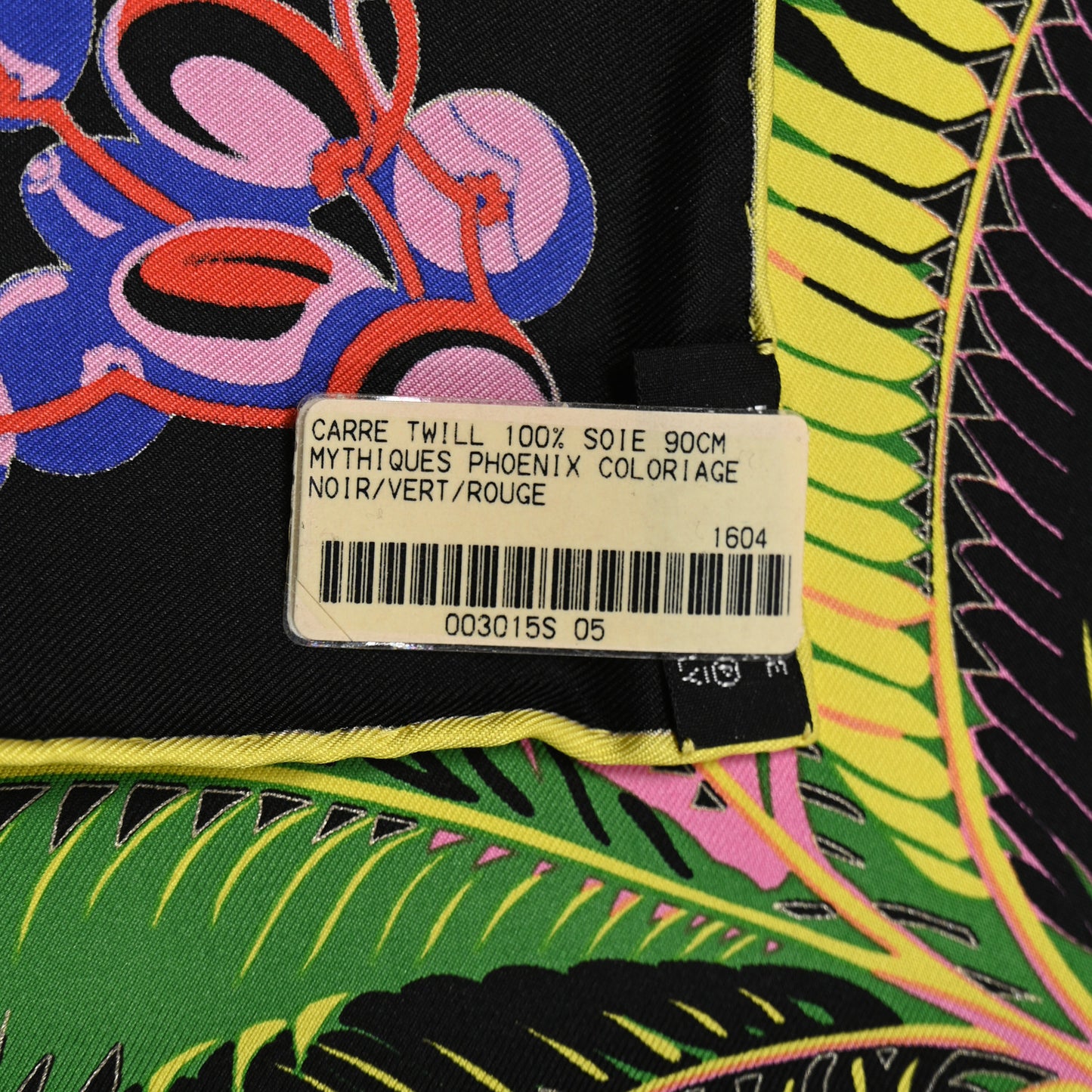 Silk Mythiques Phoenix Coloriage Scarf 90 Black Vert Rouge
