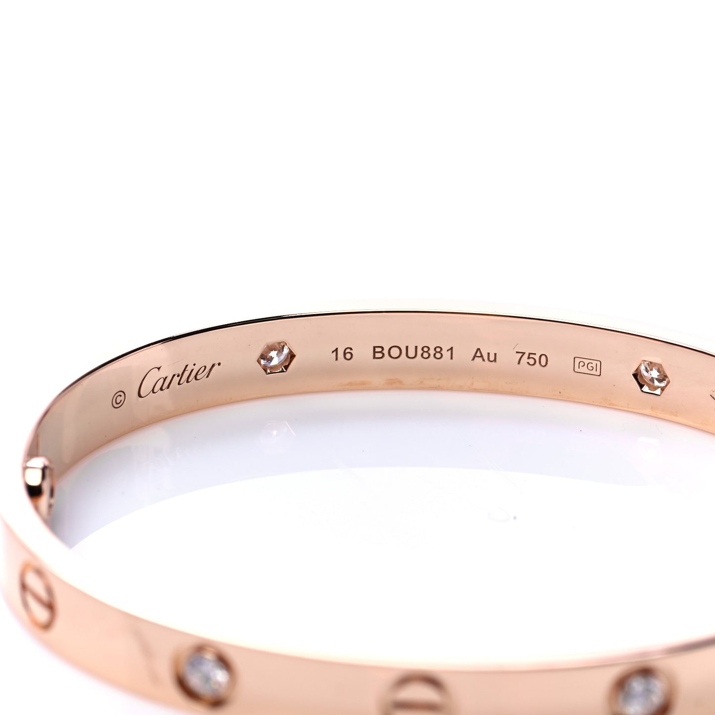 18K Pink Gold 4 Diamond LOVE Bracelet 16